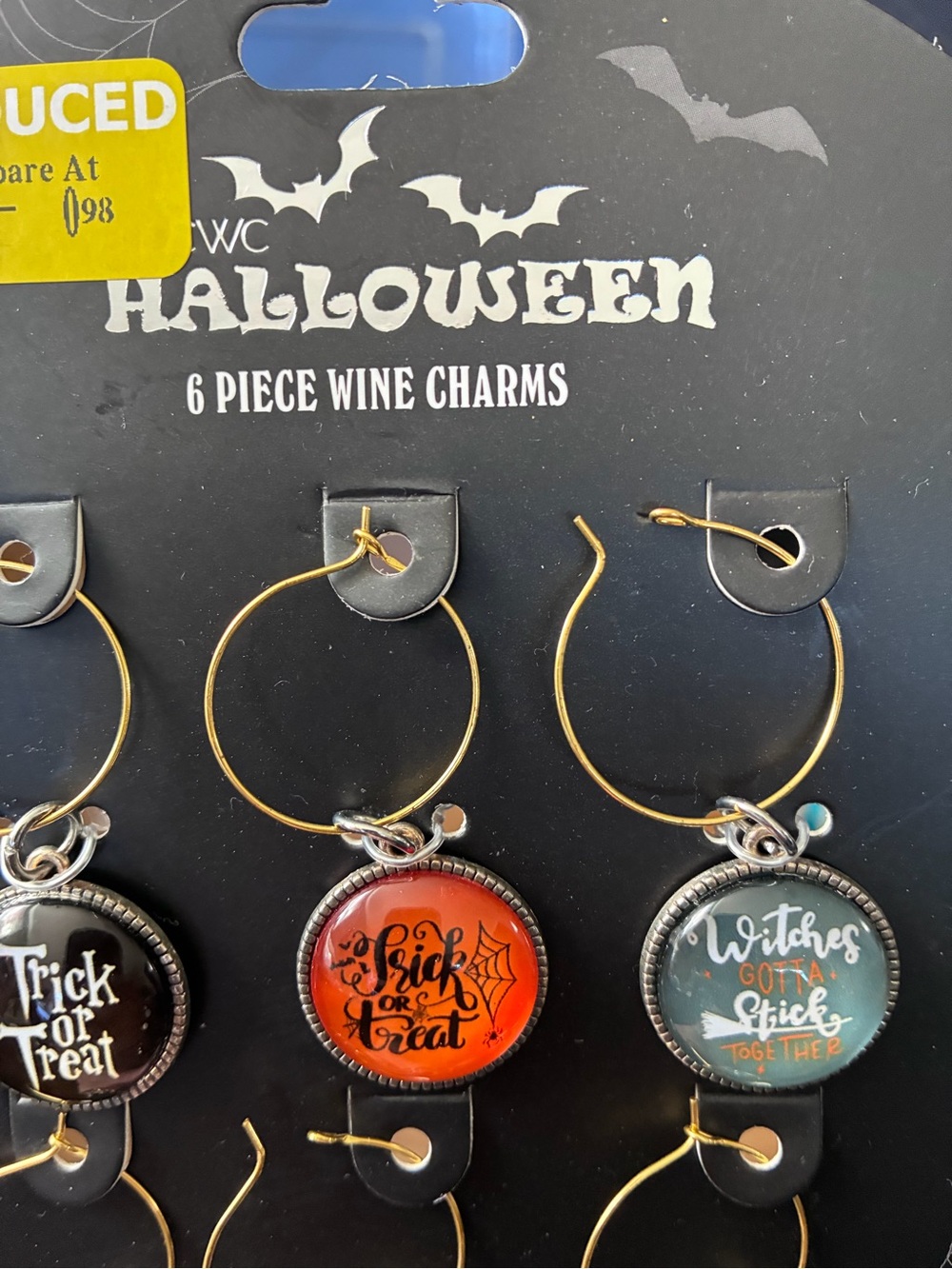 Halloween Wine Charms - Black, Orange, Green - Seasonal Party Set